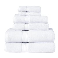 Superior 900 GSM Luxury Bathroom 6-Piece Towel Set, Made Long-Staple Combed Cotton, 2 Hotel & Spa Quality Washcloths, 2 Hand Towels, and 2 Bath Towels - White