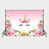 Dudaacvt 7x5ft Unicorn Brithday Backdrops Rose Pink Gold Background For Party Photography Photos Q0060705(Q008))