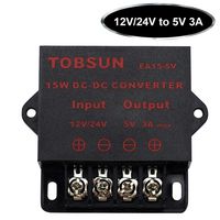 SUPERNIGHT DC Power Step Down Converter Regulator 12V / 24V to 5V 3A 15W Low Voltage Transformer Power Supply Adapter DC-DC Voltage Reducer