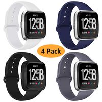 Coperr 4 Packs Bands Compatible with Fitbit Versa/Fitbit Versa 2 / Fitbit Versa Lite for Women and Men, Soft Silicone Sport Strap Replacement Wristband with Ventilation Holes for Fitbit Versa