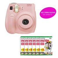 Fujifilm - Instax Mini 9 & Instax Mini 7S Instant Camera Product Bundles | Film Pack Options | Renewed (Mini 7S + 6 Film Pack, Light Pink)