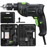 Impact Drill, GALAX PRO 5Amp 1/2-inch Corded Hammer Drill with 105pcs Accessories, Variable Speed 0-3000, Hammer and Drill 2 Functions in 1, 360°Rotating Handle, Depth Gauge, Carrying Case Included