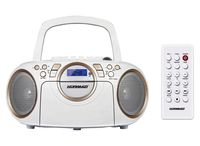 Koramzi Portable CD Boombox Full Range Stereo Sound System w/Top-Loading MP3 CD Player, Cassette Player and Recorder, AM/FM Radio, USB Input, Headphone & AUX Jack w/Remote Control- CD705CWH(White)