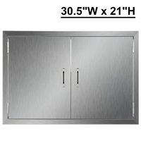 CO-Z Outdoor Kitchen Doors, 304 Brushed Stainless Steel Double BBQ Access Doors for Outdoor Kitchen, Commercial BBQ Island, Grilling Station, Outside Cabinet, Barbeque Grill, Built-in (30.5"W x 21"H)