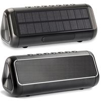 Friengood Solar Bluetooth Speaker 12W，IPX6 Waterproof Portable Wireless Speaker，50+ Hours Playtime Subwoofer，Bluetooth 4.2 Speaker Built-in 5000mAh Power Bank for Indoor & Outdoor Activities-Black