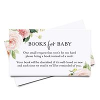 Bliss Collections Book Request Cards for Baby Shower, Boho Floral Books for Baby Insert, Pink Flower Design, Girl, 50 Pack