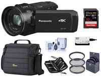 Panasonic HC-VX1K 4K UHD Camcorder, 24x Leica DICOMAR Lens, HDR Mode, Wireless Multi-Camera Capture, Bundle with Cam Bag + 62mm Filter Kit + 32GB SD Card + Cleaning Kit + Memory Wallet + Cardreader