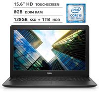2019 Newest Dell Inspiron 15 15.6" HD LED-Backlit Touchscreen Laptop, Intel Core i5-8265U up to 3.90GHz, 8GB RAM, 128GB PCIe NVMe M.2 SSD + 1TB HDD, HDMI, Wireless-AC, Bluetooth, Windows 10, Black