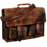 Retro Buffalo Hunter Leather Laptop Messenger Bag Office Briefcase College Bag (18")