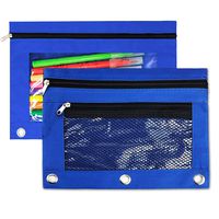 Zippered Pencil Pouch for Office Supplies Fit 3 Ring Binder, Blue, Pack of 2
