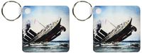 3dRose Titanic Sinking Magic Lantern Slide - Key Chains, 2.25 x 4.5 inches, set of 2 (kc_77413_1)