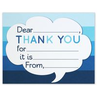 Thank You Note Cards - Kids Fill in the Blank Style - Blue Ombre - Flat Card Size 4.25 X 5.5 Inches - Pack of 15