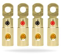 InstallGear 4 AWG Gauge Gold Ring Set Screw Battery Ring Terminals (4 Pack)