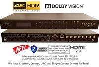 8x8 HDMI 4K HDR Matrix Switcher 18GBPS Ultra YUV 4:4:4 HDCP2.2 60Hz HDMI 2.0B Dolby Atmos HDTV Routing SELECTOR SPDIF Audio CONTROL4 Savant Home Automation Switch IP RS232