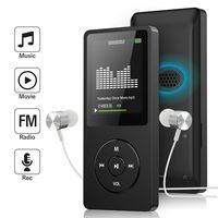 Mp3 Player, Ultra Slim Music Player with FM Radio, Voice Recorder, Video Play, Text Reading, Build-in Speaker, Expandable Up to 128 GB (Black)