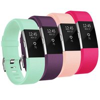 Tobfit Sport Bands Compatible for Fitbit Charge 2 Classic Edition, 4 Pack, Pink, Hot Pink, Plum, Teal, Small