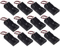 WAYLLSHINE 12 Pcs/1 Dozen 2 x 1.5V AA Battery Holder Case Box Black Wire Leads