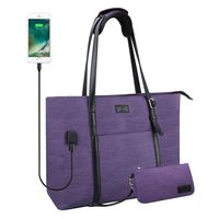 USB Laptop Tote Bag,Chomeiu Woman 15.6 inch Laptop Organizer Bag Teacher Work Purse (Purple)