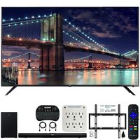 TCL 65R617 65-inch Class 6-Series 4K HDR Roku Smart TV Bundle Alto 7+ 2.1 Channel Sound Bar, Wireless Keyboard, Deco Mount Wall Mount Kit and 6-Outlet Surge Adapter