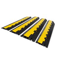 Happybuy 4 Pack Rubber Cable Protector Ramp 2 Channel Heavy Duty 66000lbs Load Capacity Cable Wire Cord Cover Ramp Speed Bump Driveway Hose Cable Ramp Protective Cover (2-Channel, 4Pack-66000Lbs)