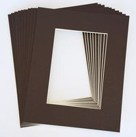 Pack of 10 BROWN 8x10 Picture Mats Matting with White Core Bevel Cut for 5x7 Pictures