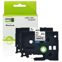 NineLeaf 2 Pack TZe TZ 241 Cassettes TZe241 TZ241 Standard Laminated Self-Adhesive Label Tape Compatible for Brother P-Touch PT-9800 PT-9600 PT-7600 PT-2730 PT-2700 18mm x 8m Black on White