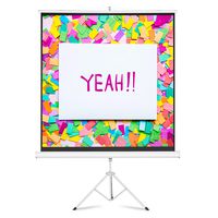 FurniTure Projector Screen 1:1 100" Portable Projection Screen with Stand Video Projector Screen Anti-Crease 160° Viewing Angle Support Home Theater Outdoor Indoor