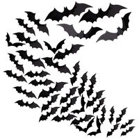 Housolution 3D Wall Sticker, [60 Pieces] Removable Self-adhesive PVC Bat Wall Decal Sticker with 4 Different Sizes for Bedroom Living Room Halloween Decor DIY Crafts - Black