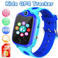 Waterproof Smart Watch for Kids, Activity GPS Tracker Digital Wrist Watch Phone Built in SIM Card SOS Alarm Clock Voice Chat Smartwatch for Kids Age 3-12 Electronic Learning Birthday Xmas (Sky Blue)