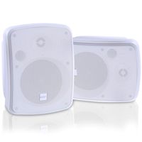 Pyle Bluetooth Dual 5.25'' Wall-Mount Marine Speakers Active Powered System Indoor/Outdoor Water & Weather Resistant 2-Way Full Range Stereo Sound Gold Plated Post 800 Watt White (PDWR55BTRFW)