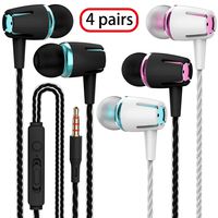 VPB Earbud Headphones with Remote & Microphone, in Ear Earphone Stereo Sound Noise Isolating Tangle Free for iOS and Android Smartphones, Laptops (Mixed Color 4 Pairs)