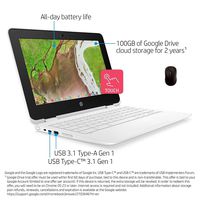 Newest HP X360 Convertible 11.6'' HD Touchscreen 2-in-1 Chromebook w/ 64G SD Card+Bluetooth Mobile Mouse | Intel Celeron Dual Core N3350 Processor | 32GB eMMC | 4GB Memory | Chrome OS | White