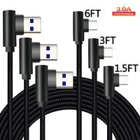 Right Angle Charger Cord for Samsung Galaxy Note 10 Plus S10 10+ Note10 S10+ S10E S9 S8 Note9 Note8,Razer Phone 2 Oneplus 7T 7 Pro 6T,USB C 90 Degree 3A Charging Cable Fast Charge Wire 1.5FT 3FT 6FT