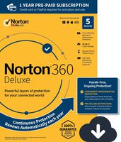 Norton 360 Deluxe - Antivirus software for 5 Devices with Auto Renewal - Includes VPN, PC Cloud Backup & Dark Web Monitoring powered by LifeLock - 2020 Ready [Download]
