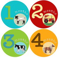 Mumsy Goose Baby Boy Monthly Milestone Stickers 1-12 Months Country Baby Boy Bodysuit Month Labels Baby Farm Stickers