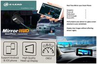High Tech Optical Head Up Display Smartphone (Mirror HUD) for All Vehicles, Support for Android and iOS Devices (OBD II Charger)