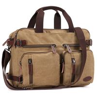 17 Inch Laptop Briefcase,Hybrid Laptop Backpack Messenger Bag / Convertible Briefcase Backpack BookBag Rucksack Satchel Waxed Canvas
