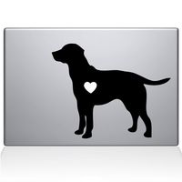 The Decal Guru Labrador Retriever Love Silhouette Decal Vinyl Sticker, 13" MacBook Air, Black (2337-MAC-13A-BLA)