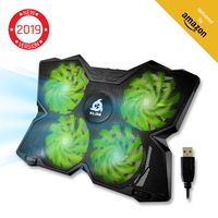 KLIM Wind Laptop Cooling Pad - Support 11 to 19 Inches Laptops, PS4 - [ 4 Fans ] - Light, Quiet Rapid Cooling Action - Ergonomic Ventilated Support - Gamer USB Slim Portable Gaming Stand - Green