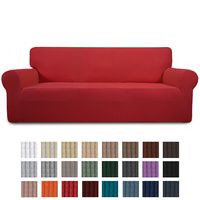 Easy-Going Stretch Sofa Slipcover 1-Piece Sofa Cover Furniture Protector Couch Soft with Elastic Bottom for Kids,Polyester Spandex Jacquard Fabric Small Checks(Sofa,Christmas Red)