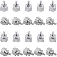 Powlankou 20 Pieces 6#-32 Computer Case Screws, Anodized Aluminum Thumbscrews, Fully Threaded Knurled Thumbscrews, Thumb Screws (Silver)