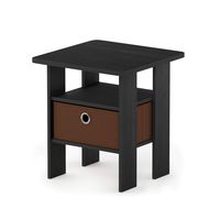 FURINNO Andrey End Table Nightstand with Bin Drawer, 1-Pack, Americano/Medium Brown