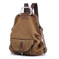 SUNNY SHOP Laptop Travel Backpack For Women Travel Shoulder Bag Canvas School Backpack Waterproof Lightweight Brown