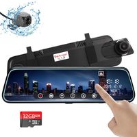 10 Inch Touch Screen Car Camera 10" Rearview Mirror FHD 1080P Dash DVR Cam Backup Camera Night Vision Front and Rear Dual Lens Video Recorder Reversing