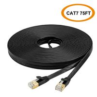 Cat 7 Ethernet Cable 75 Foot, AwonstieGEK High Speed Flat LAN Cable, Solid Fast Network Cord with RJ45 Connecotrs for Router, Modem (Black)