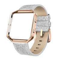 SWEES Leather Bands Compatible with Blaze Smart Watch, Genuine Leather Replacement Band with Metal Frame Small & Large for Women Men, Champagne Gold, Rose Gold, Black, Brown, White, Grey, Beige