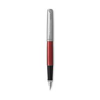 Parker Jotter Fountain Pen, Kensington Red Body with Chrome Trim, Medium Point, Blue Ink, Includes Gift Box