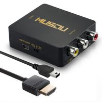 HDMI to RCA,Musou 1080P HDMI to 3RCA CVBS AV Composite Video Audio Converter Adapter Supports PAL/NTSC with USB Charge Cable and HDMI Cable for PC Laptop HDTV DVD-Black