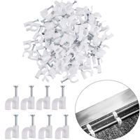 White Cable Clips Nails, Wire Nail Clamps Cable Staples for Ethernet Cable RG6 RG59 CAT5 CAT6 RJ45 TV (300 Pieces, 7 mm)
