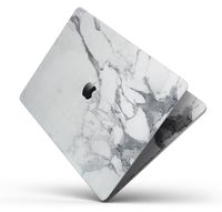 Marble Pattern Design Skinz Premium Full-Body Cover Wrap Decal Skin-Kit for The MacBook 13" Pro 2017+ (A1708) - White & Grey Marble Surface V3